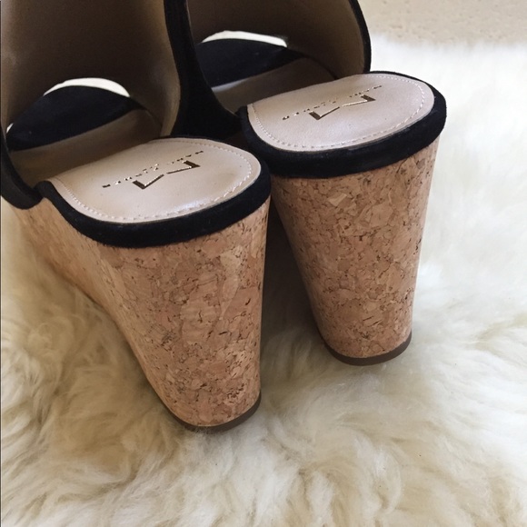 Marc Fisher Black Suede Platform Wedge Sandals - Picture 6 of 7